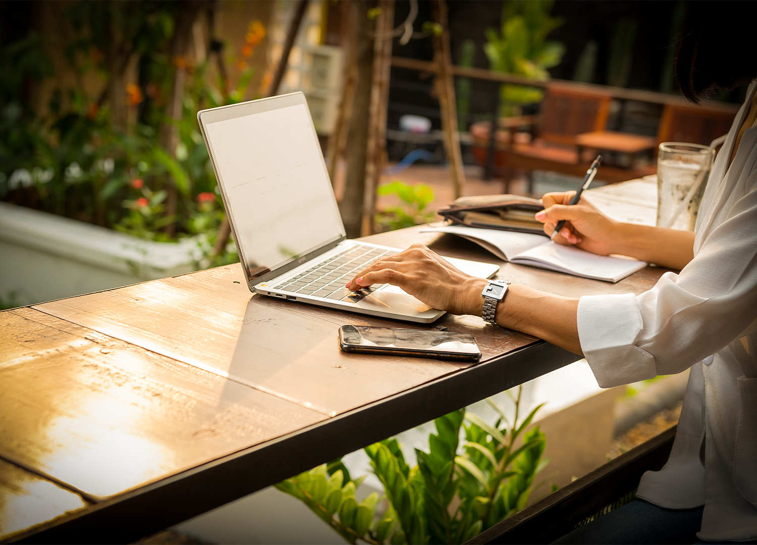 Businesswoman working on a laptop